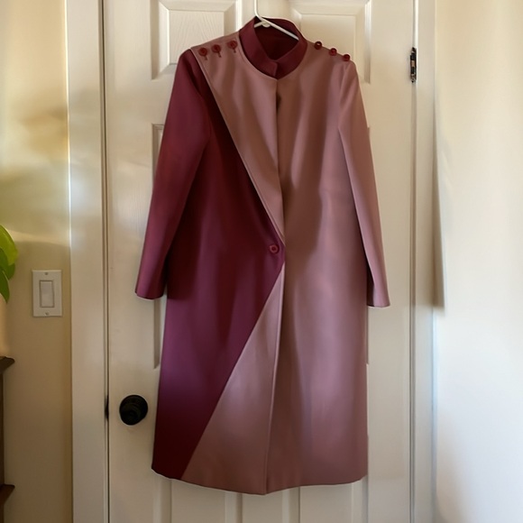 VINTAGE Tabe Montreal trench blazer spring jacket coat mauve wine - Picture 5 of 5